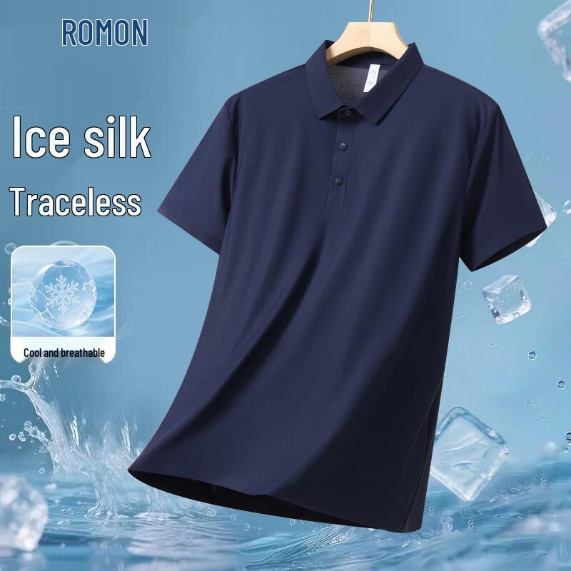 ROMON Men s Ice Silk Cooling Short Sleeve Polo Shirt M