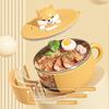 Stainless Steel Instant Noodle Bowl With Lid 1000ml Wide Mouth Food Container for Student Dormitory Fast Heating Meal
