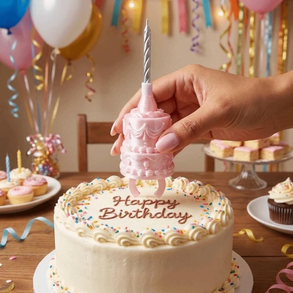 Portacandele Anello per Torta Finitura Seta Anello Candela Mini Torta 3D Anello Candela Compleanno Cake Topper