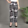 Damen Elefantenmuster Hose Bequeme Weitbeinige Hose Elastischer Bund Palazzo Hose