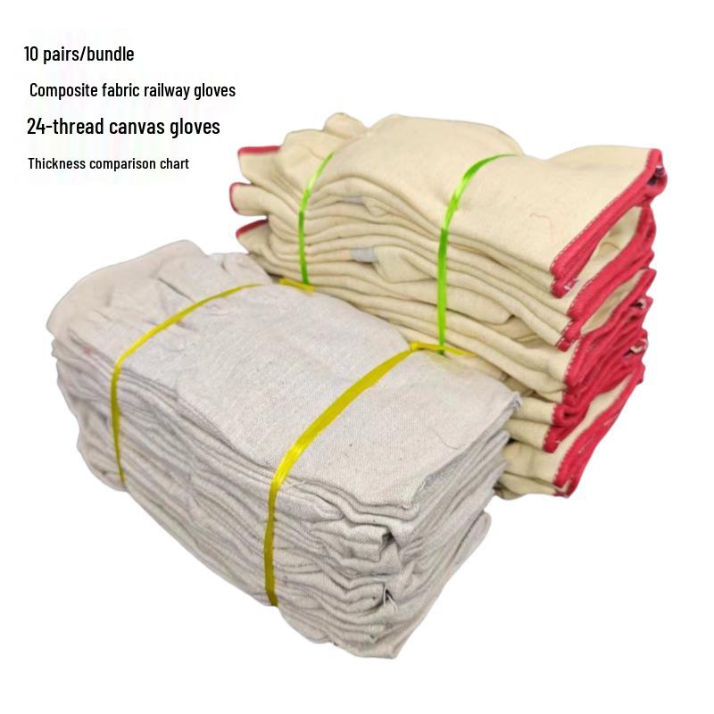 Durable Double-Layer Canvas and Leather Work Gloves for Welding and Construction