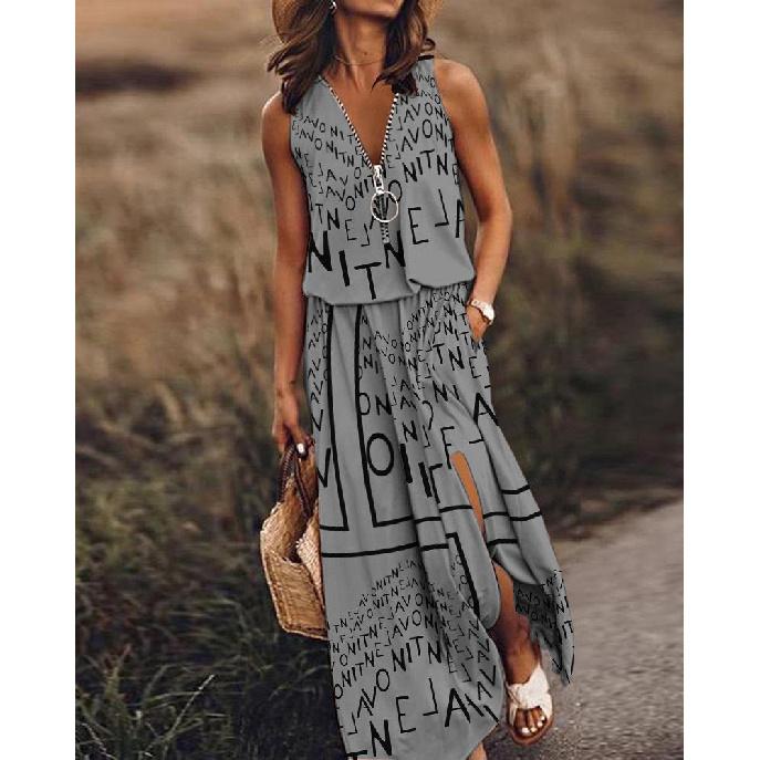 New Women'S Clothing Daily Temperament Elegant Casual Pure Desire Sexy Printed Jumpsuit Long Skirt Light Dress High-End Party Dress