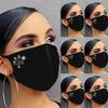 Reusable Washable Cotton Face Mask with Rhinestone Decoration Dust Resistant Adjustable Ear Loops Comfortable Breathable Fabric Cover