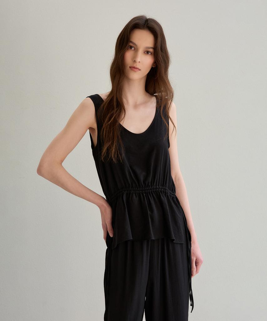 THEELO Airy String Sleeveless Top (Black)