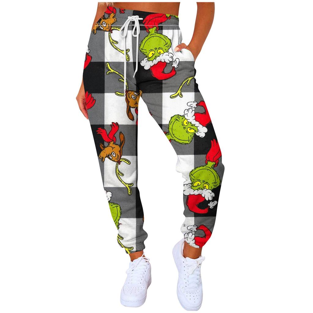 Women's Fashion Sport Printed Drawstring Pocket Casual Sweatpants Pants