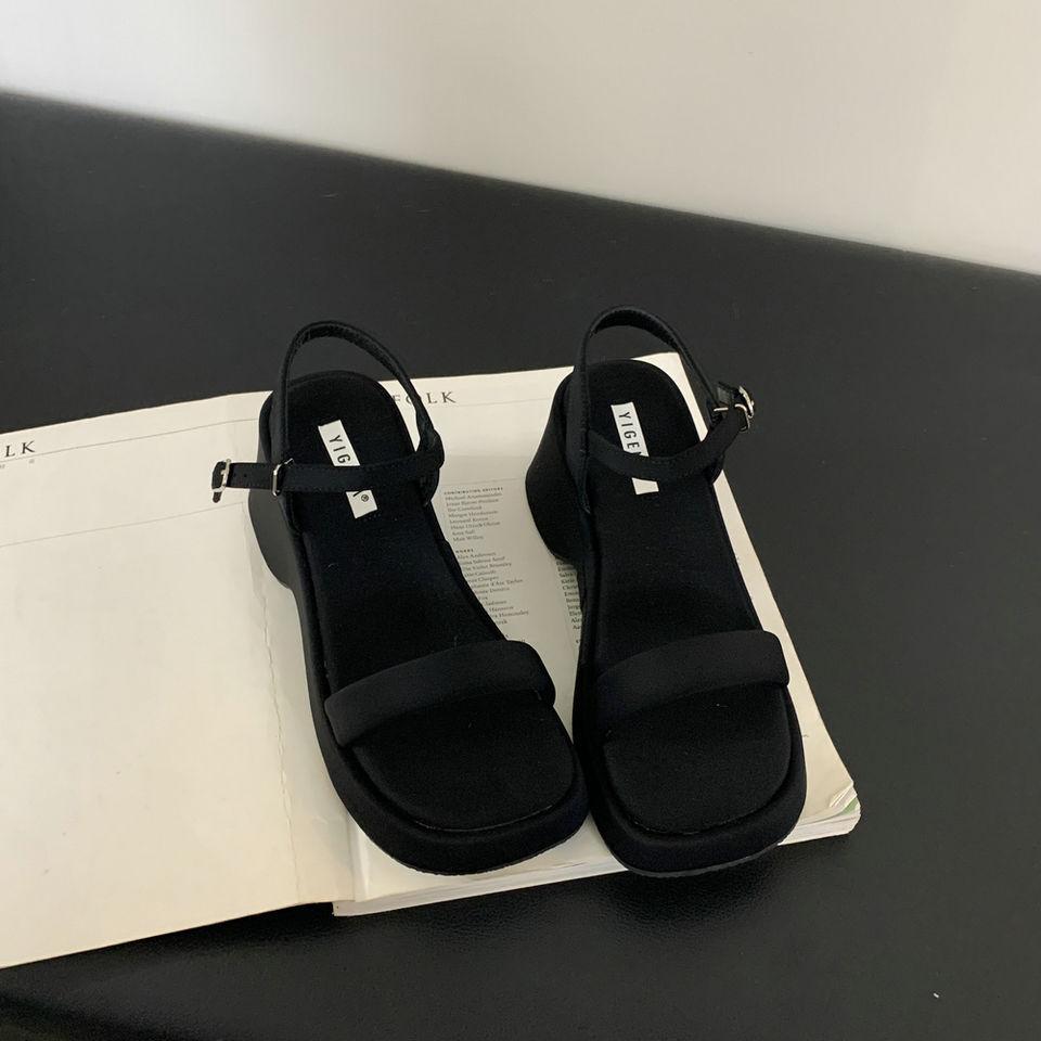 Korejská verze všestranných jednoslovných bot na vysokém podpatku, cool pantofle k sukni, dámská obuv, letní platformové francouzské sandály, dámská obuv