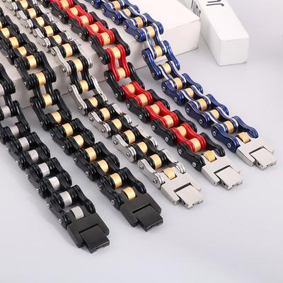 Classico Bracciale in acciaio al titanio con catena da bicicletta da uomo in acciaio inossidabile punk