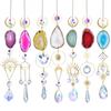 Handmade DIY Gold Crystal and Alloy Natural Colorful Agate Gemstone Hanging Suncatchers Wind Chime