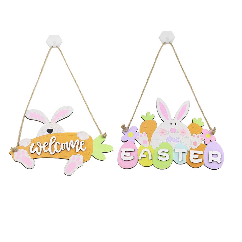 Decorations Crafts Happy Easter Plaque Sign Adorable Home Decoration Carrot Furniture Patio Ornaments Adornment with Rope
