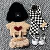 AXLUCE Lovebu Kleidung: Pullover, Strickmütze, Schal, Latzhose und Schuhe (beige)