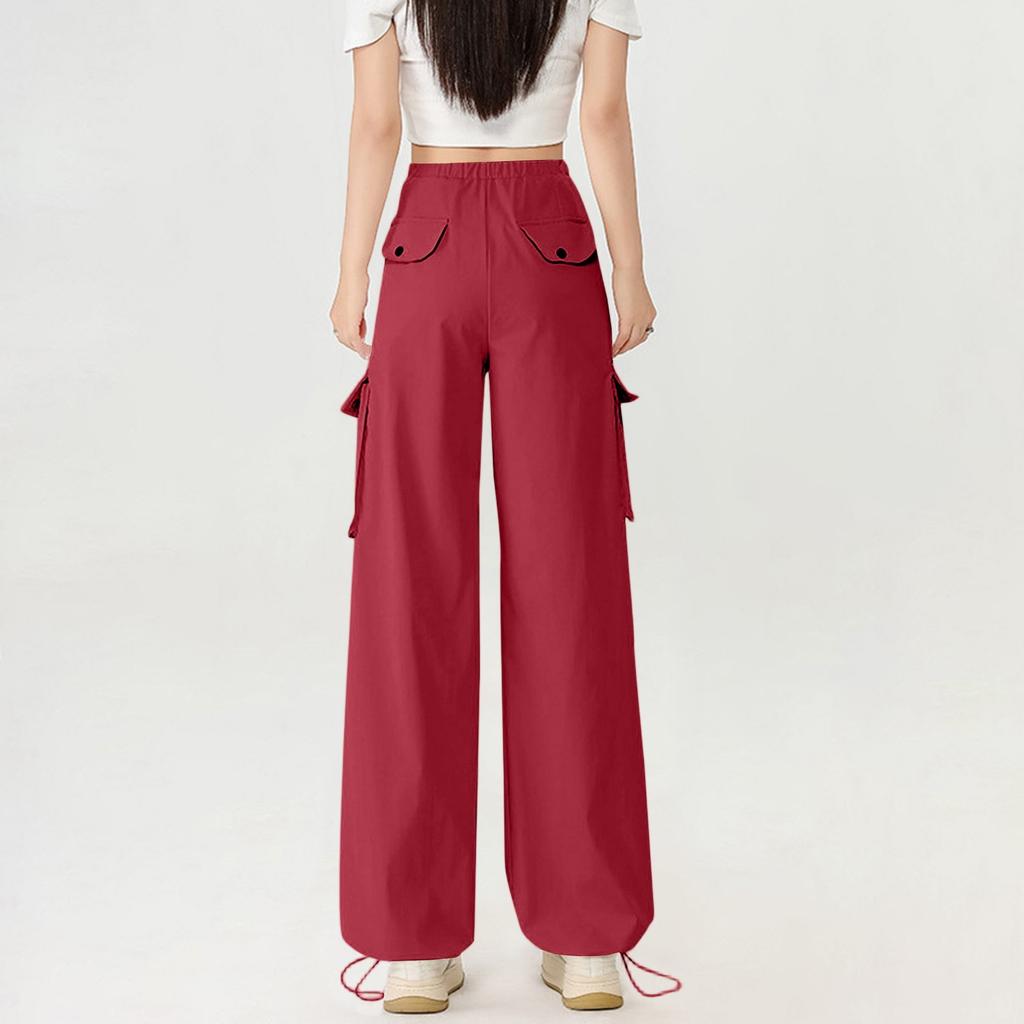 Women's Summer Thin Loose Straight Leg Pants With Multiple Pockets High Waist And Wide Legs Quick Drying Sports Pants (Regular Style)