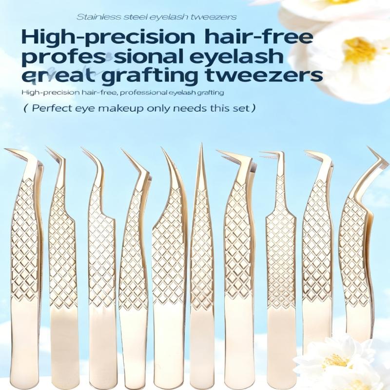 Ergonomic Grip Stainless Steel Eyelash Tweezers with Non Slip Handle for Comfortable Extended Beauty Tool