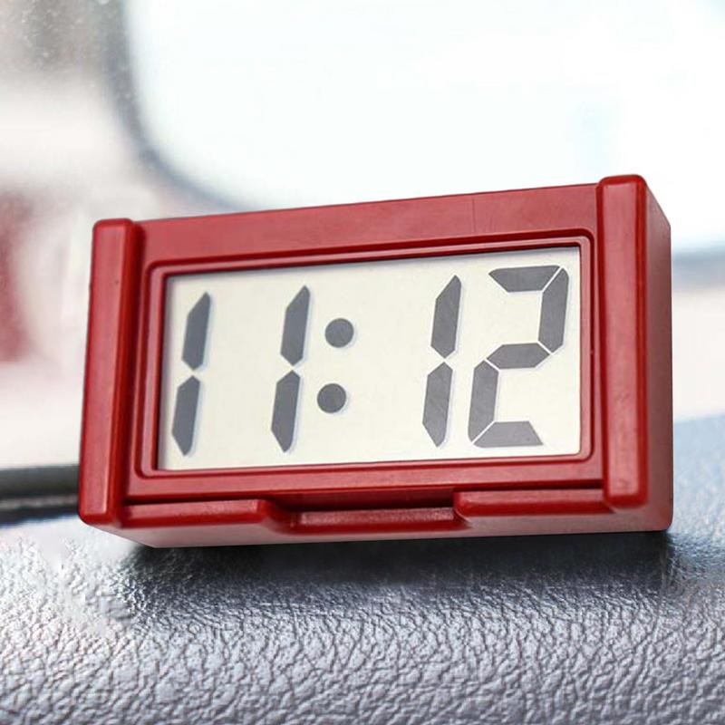 Mini Digital Clock Battery Operated Large Screen Digital Clock for Car Lightweight Car Accessories Self Adhesive Mini Clock