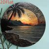 Bohemian Style Round Metal Wall Art Tropical Sunset Ocean Palm Tree Home Decor Gift