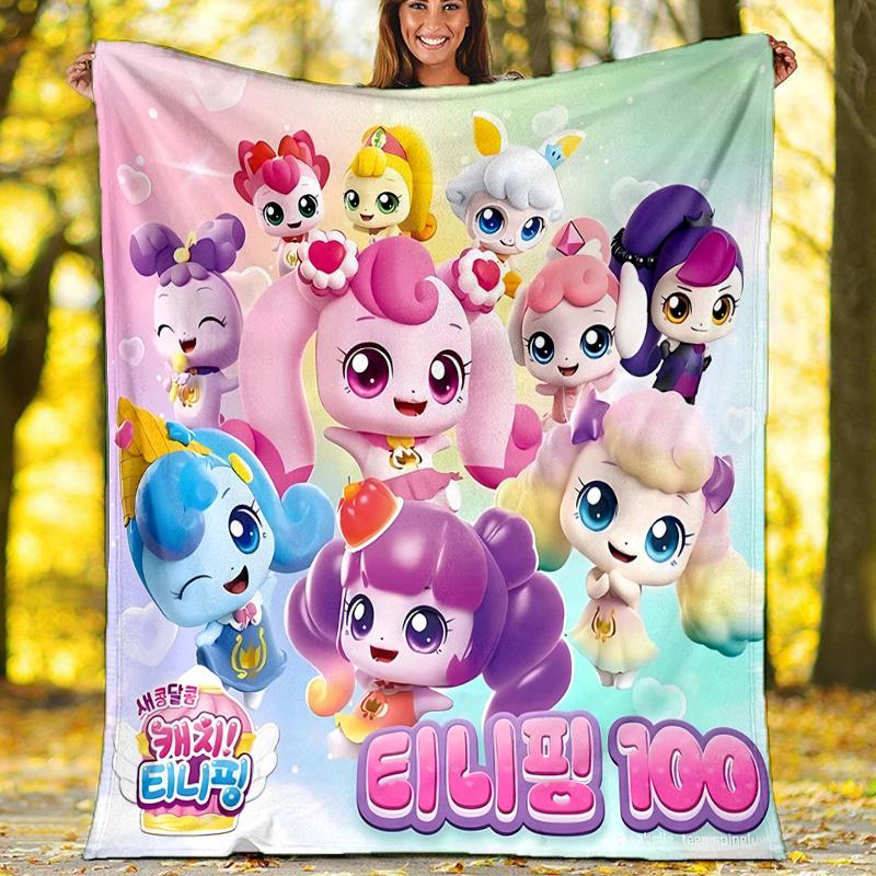 1pc Catch Teenieping Magic Sweethear6 Theme Blanket - Digital Print, Polyester, Cozy for All Seasons, Perfect for Outdoor, and Travel