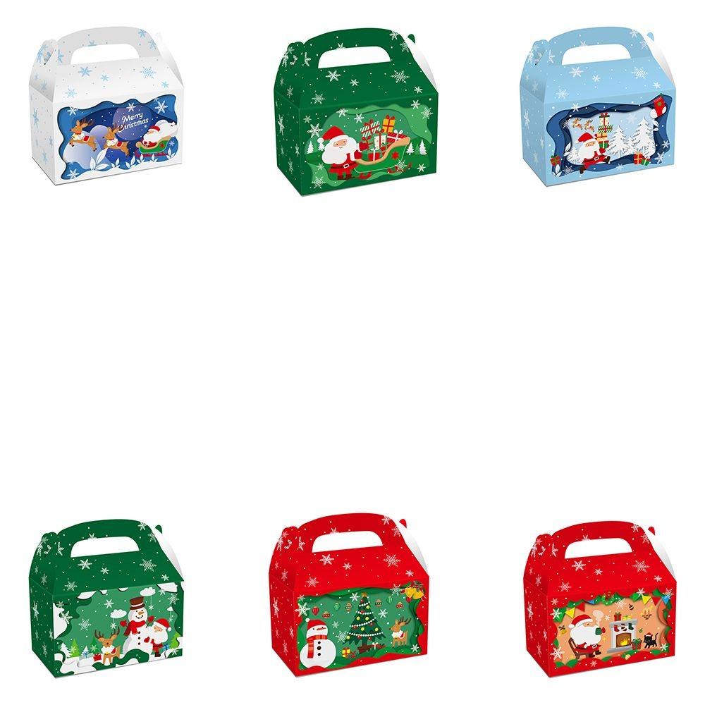 12PCS Festive Design Christmas Eve Gift Box Holiday Print Biscuit Packaging Box Holiday Gift Giving