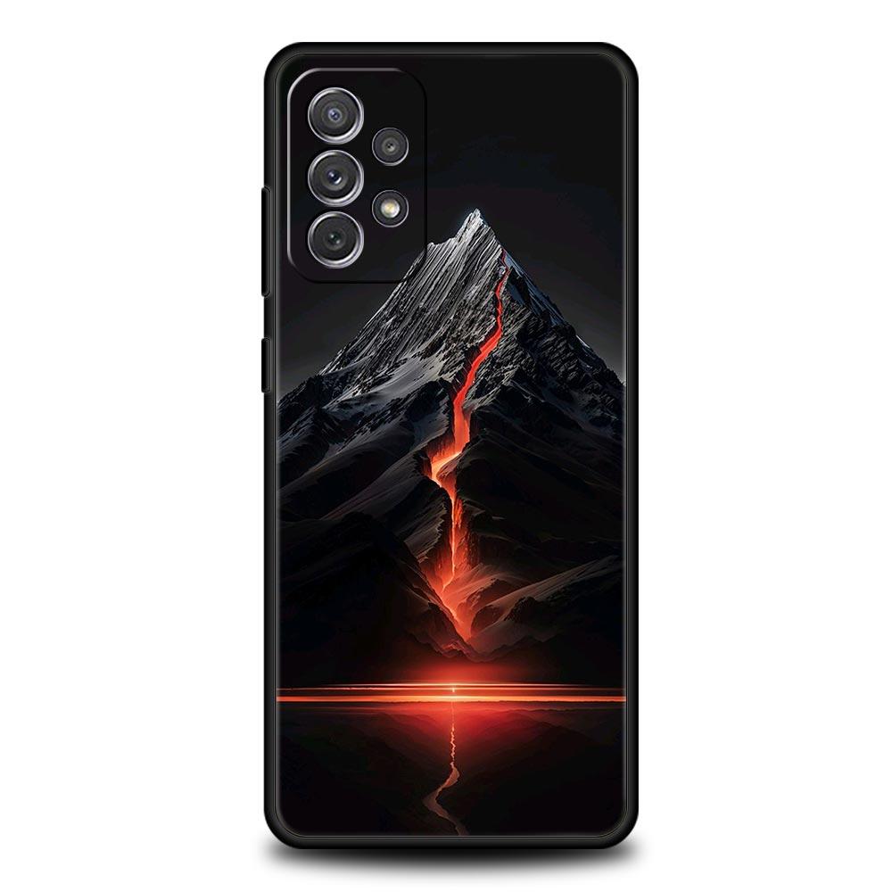 Black Mountain Peak Phone Case for Samsung Galaxy A55 A35 A17 A07 A15 A13 A25 A51 A71 A72 A73 A32 A52 A52S A41 5G Soft TPU Shell