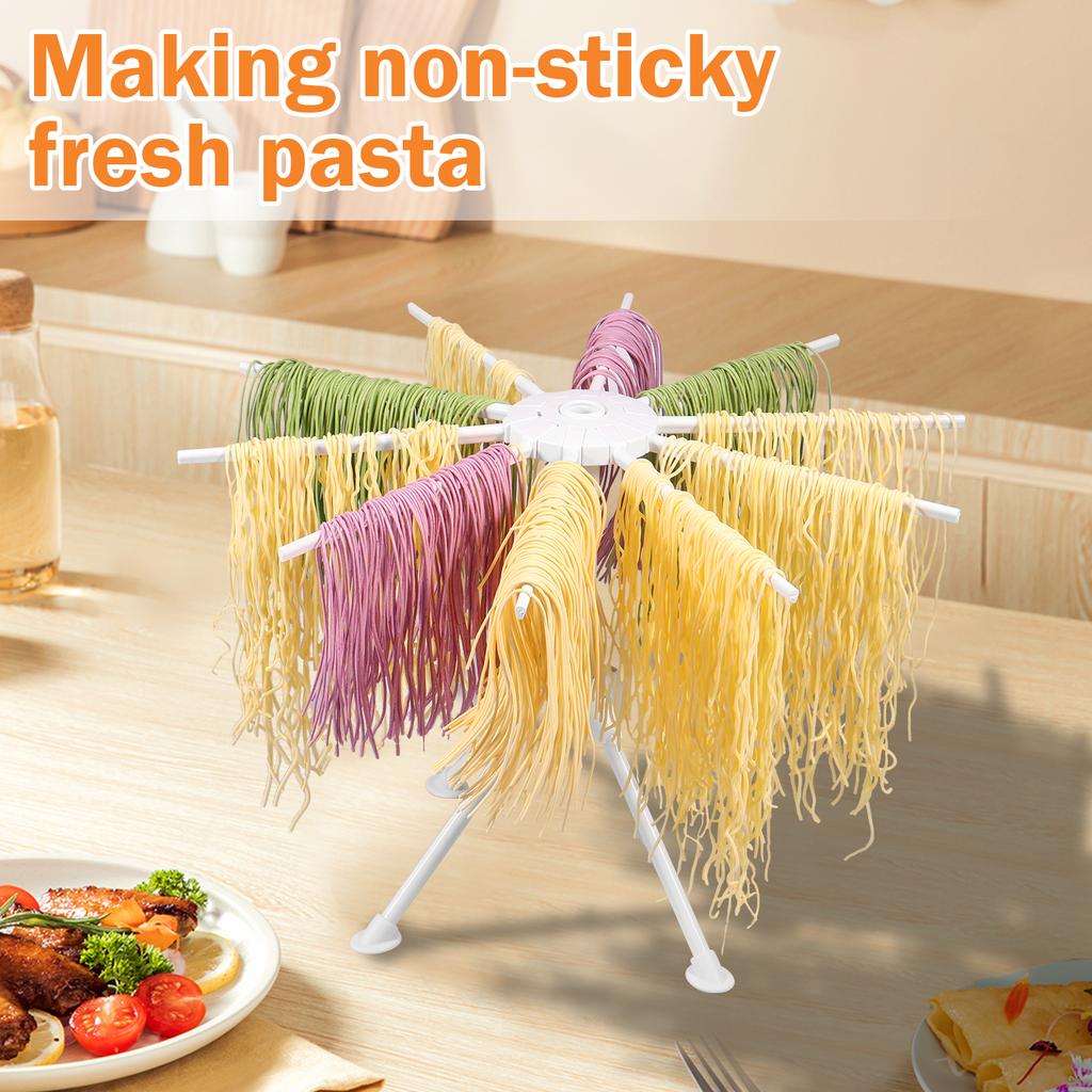 10 Rods Noodle Drying Stand Foldable Pasta Dryer Rack Fast Set-Up Noodle Hanging Rack for Hand Spaghetti Ramen Kitchen Gadget