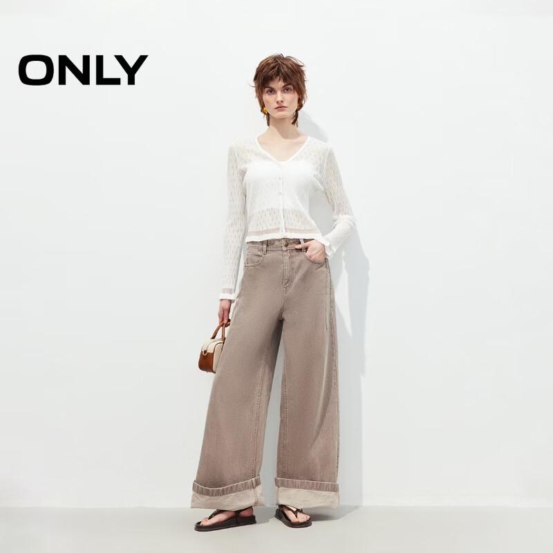 ONLY Women's V-Neck Ruffle Trim Cardigan Knit Top