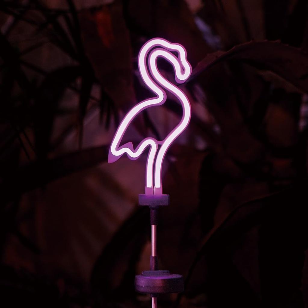 Dulton Solar Neon Light Flamingo Easygoing and Lively Neon Sign Garden Exterior Lighting Height 735mm Width 130mm Depth 12mm NB-0543FL