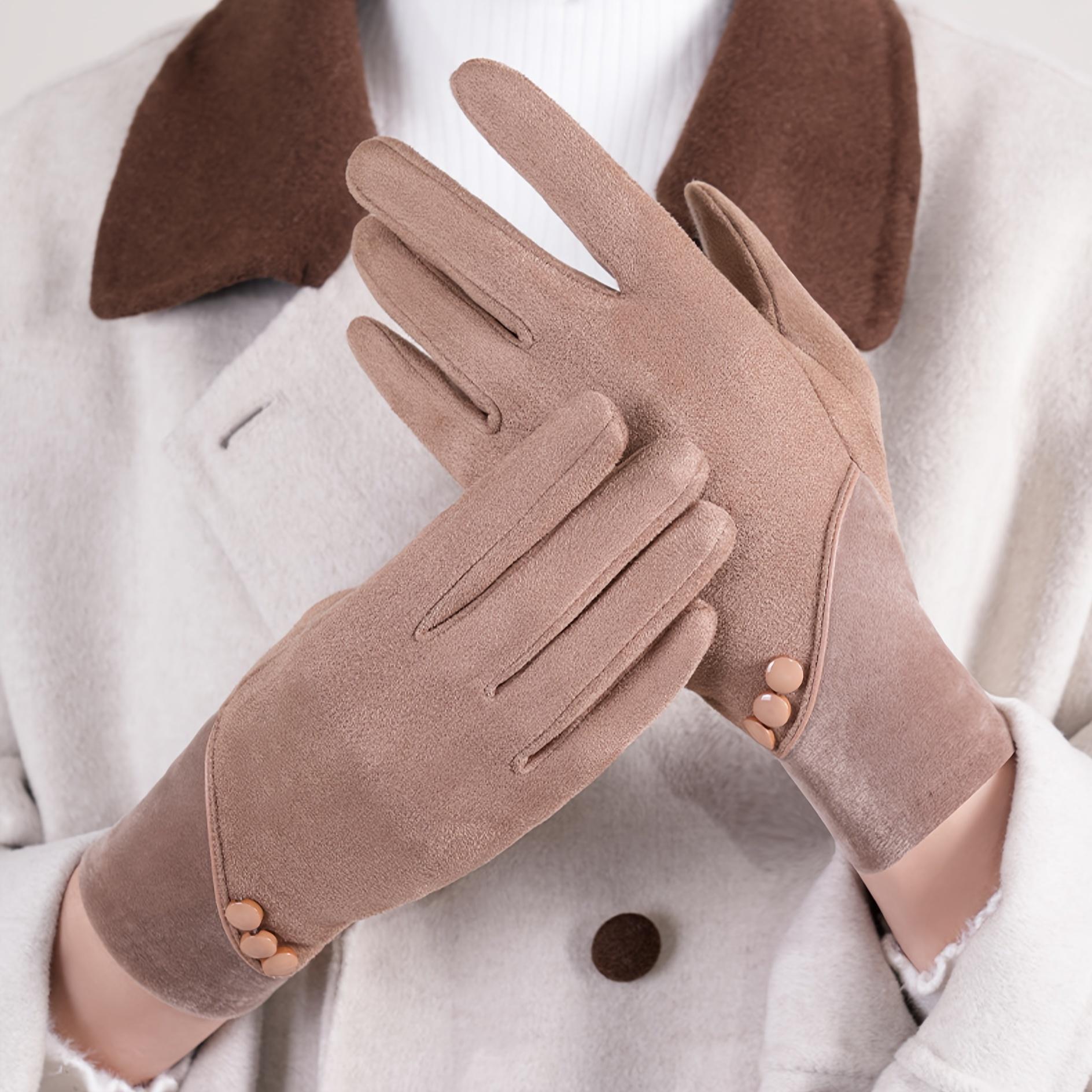 

Женские осенне-зимние флисовые перчатки для велоспорта с сенсорным экраном, однотонные, с вставками, перчатки для вождения, подарок на День благодарения, Рождество и День святого Валентина! Khaki