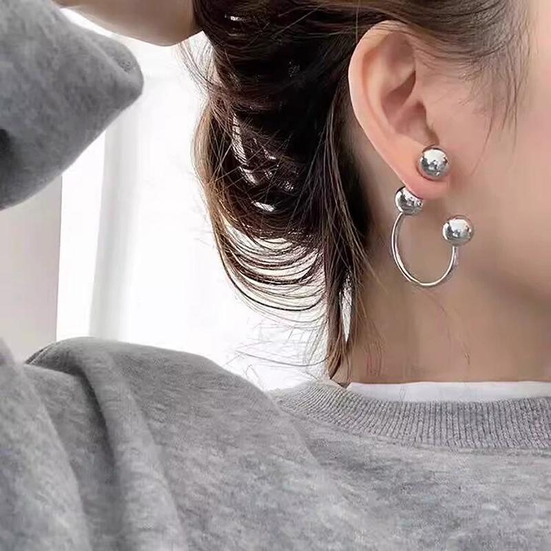 2026 Fashion Smooth Round Ball Metal Earrings for Women Girls Simple Geometric Trendy Design Jewelry Accessories Quality Gifts