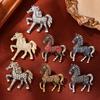 Fashion Rhinestone Horse Brooch for Women Men Zodiac Animal Brooches Lapel Pins Party New Year Jewelry Clothes Accessories