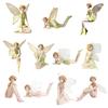 Resin Fairy Sculpture Art Ornament Winged Angel Elf Sculpture Handicraft Holiday Gift Home Decor for Office Garden