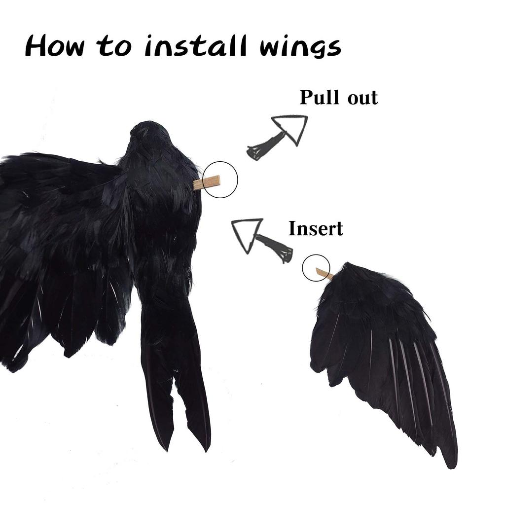 Realistic Crow Tabletop Decoration Halloween Prop Scary Atmosphere Artificial Crow Figurine for Seasonal Indoor Outdoor Display