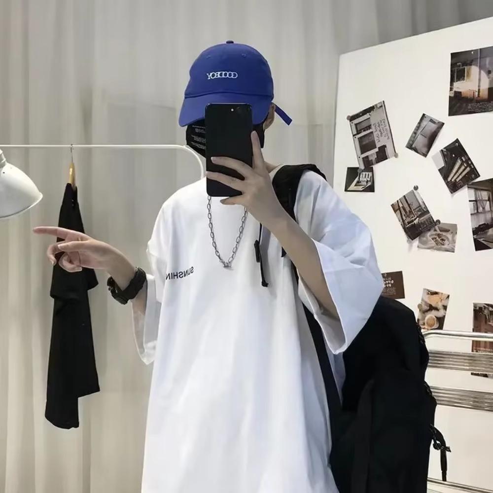 Summer New Casual Loose T-shirt Short Sleeved Men's Fashion Loose Printing Large 8XL Hip Hop Couple Wear Half Sleeve Cotton Top