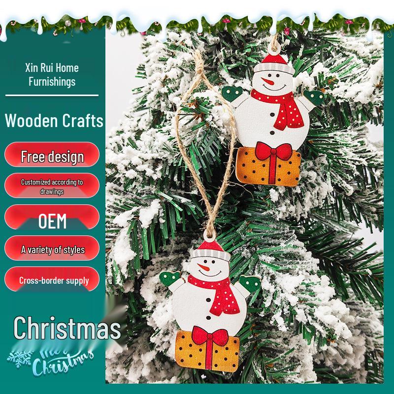Christmas Wooden Santa Claus Car Pendant Decoration