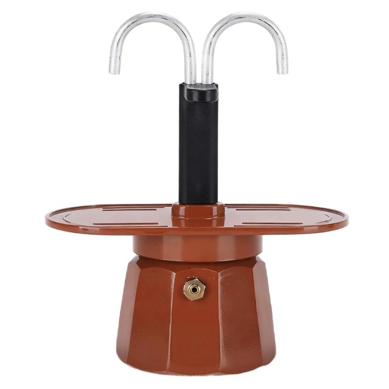 Double Tube Aluminum Mocha Pot for Sharing Coffee with a Friend Food Grade 2 Cup Stovetop Espresso Maker Coffee Kettle