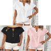 Camicetta Vintage in Lino e Cotone con Scollo a V e Maniche Corte per Uso Casual in Ufficio
