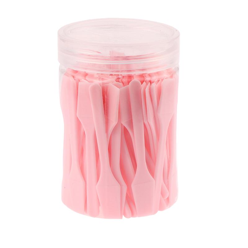 

100 шт./банка многоразовые палочки для масок для лица косметические шпатели пластиковые маски для лица маленькая ложка сделай сам уход за кожей лица маски микс инструменты для макияжа светло-розовый