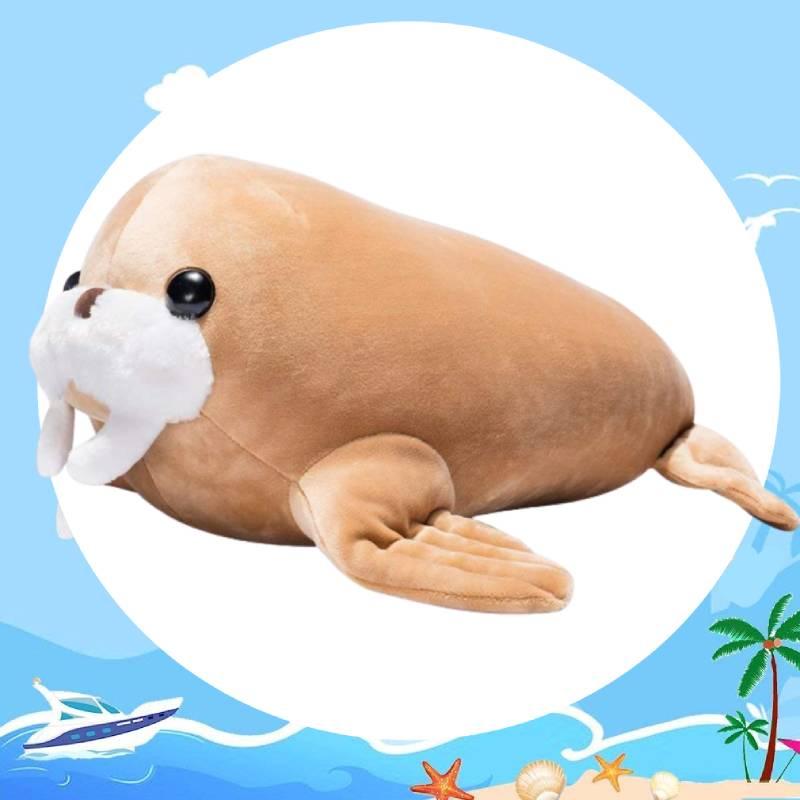 Soft Plush Stuffed Animal Walrus Pillow For Bedroom Or Office Decor