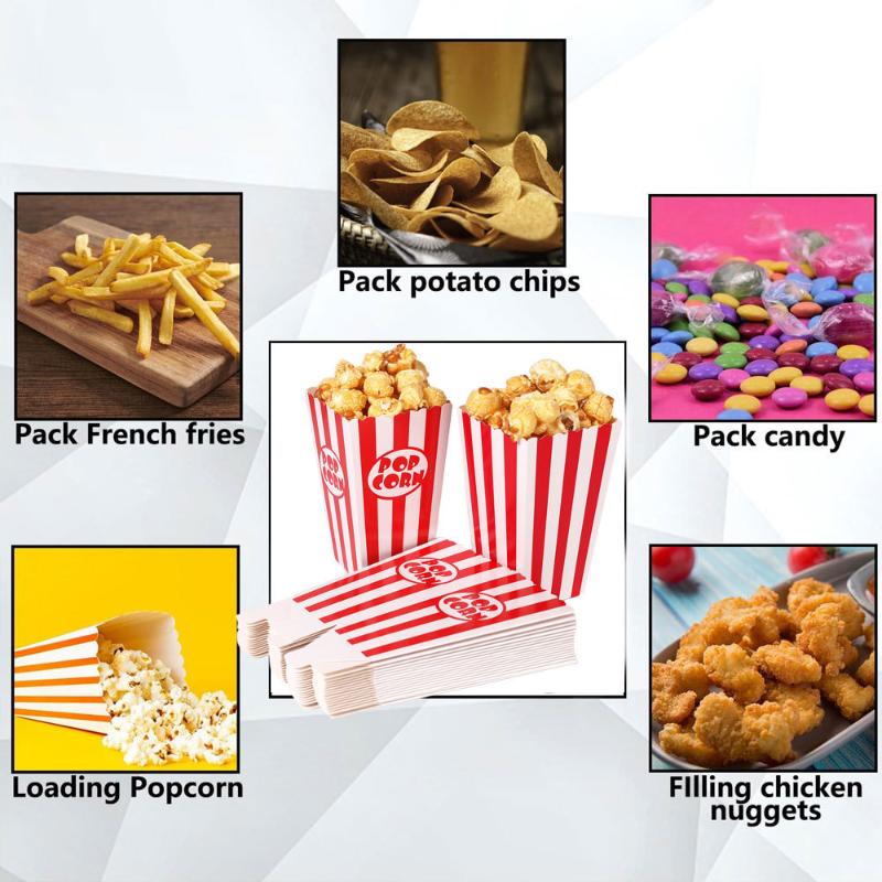 Affascinanti Scatole per Popcorn a Strisce da 20 Pezzi per Caramelle in Linea con i Temi delle Celebrazioni del Cinema