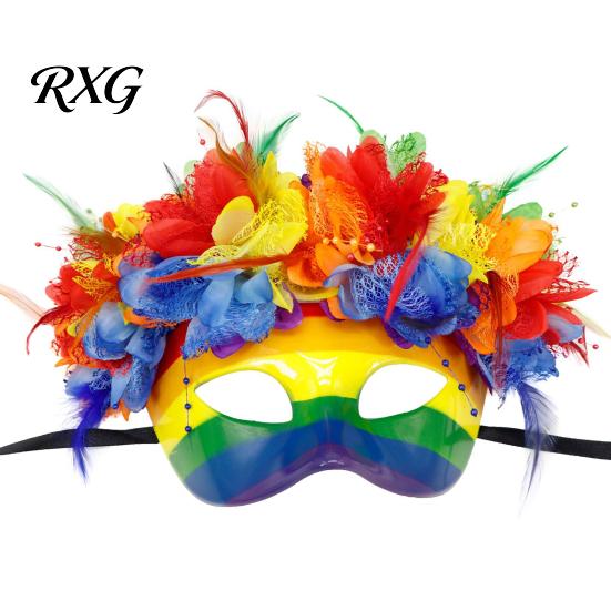 Splendida Maschera Costume di Carnevale Maschera di Mardi Gras per Uomini Donne, Colorata Arcobaleno Mascherata Festosa Copricapo Veneziana Festa di Ballo, Carnevale, Halloween