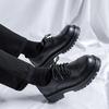 Casual British platform derby shoes men's high-end black wedding groom low-top Martin boots 65221-A