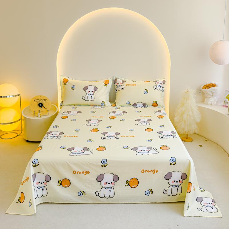 1pc 100% Cotton Bedsheet Cartoon Style Bed Linen Skin-friendly Flat Bed Sheet Adults Kids Sheets Drap De Lit (No Pillowcase)
