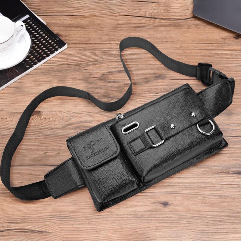 

Мужская многофункциональная спортивная поясная и наплечная сумка - Большая вместительная ПВХ нагрудная сумка для велоспорта и хранения телефона Regular чёрный