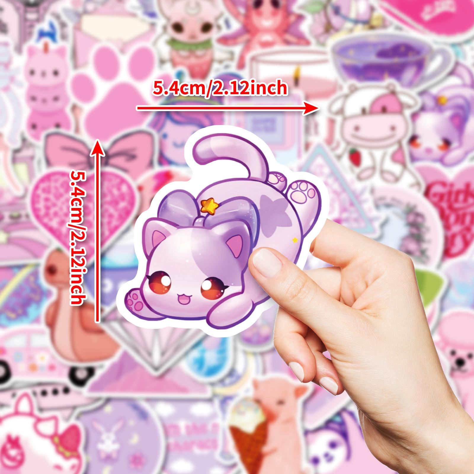 

50 Фиолетово-розовых смешанных водонепроницаемых декоративных наклеек для DIY ноутбука, планшета, чехла для телефона, стакана для воды