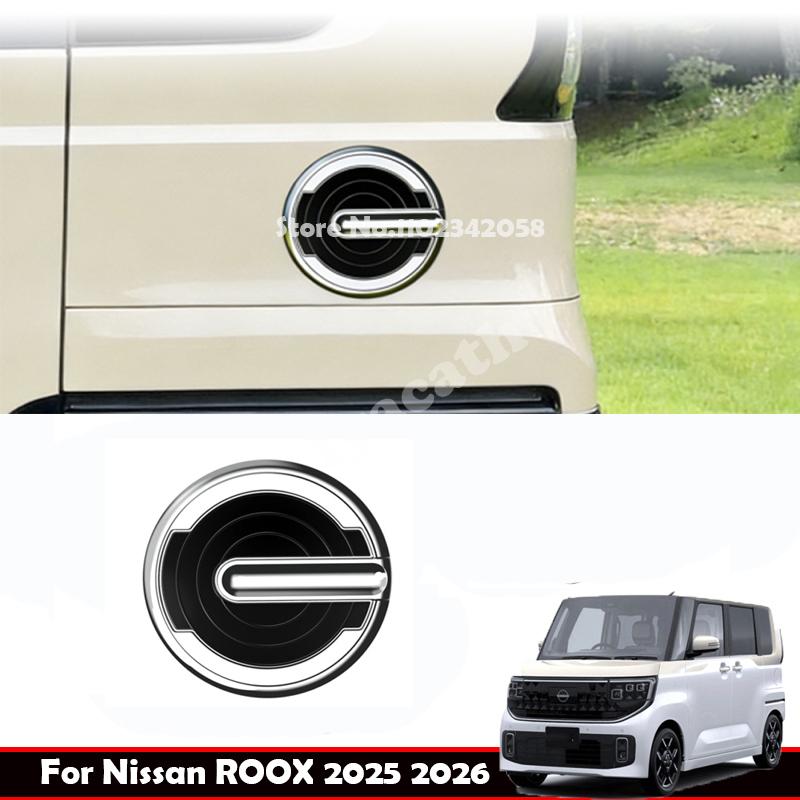 For Nissan ROOX 2025 2026 ABS chrome black Car Fuel Filler Tank Cover Oil Fuel Tank Cap Cover Decoration Sticker