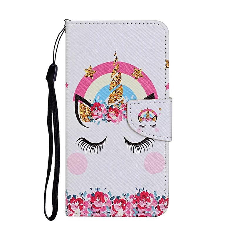Leather Flip Phone Case For iPhone 11 XR X XS 7 8 SE 2020 SE 2022 Lion Cat Flower Painted Wallet Card Holder Back Cover
