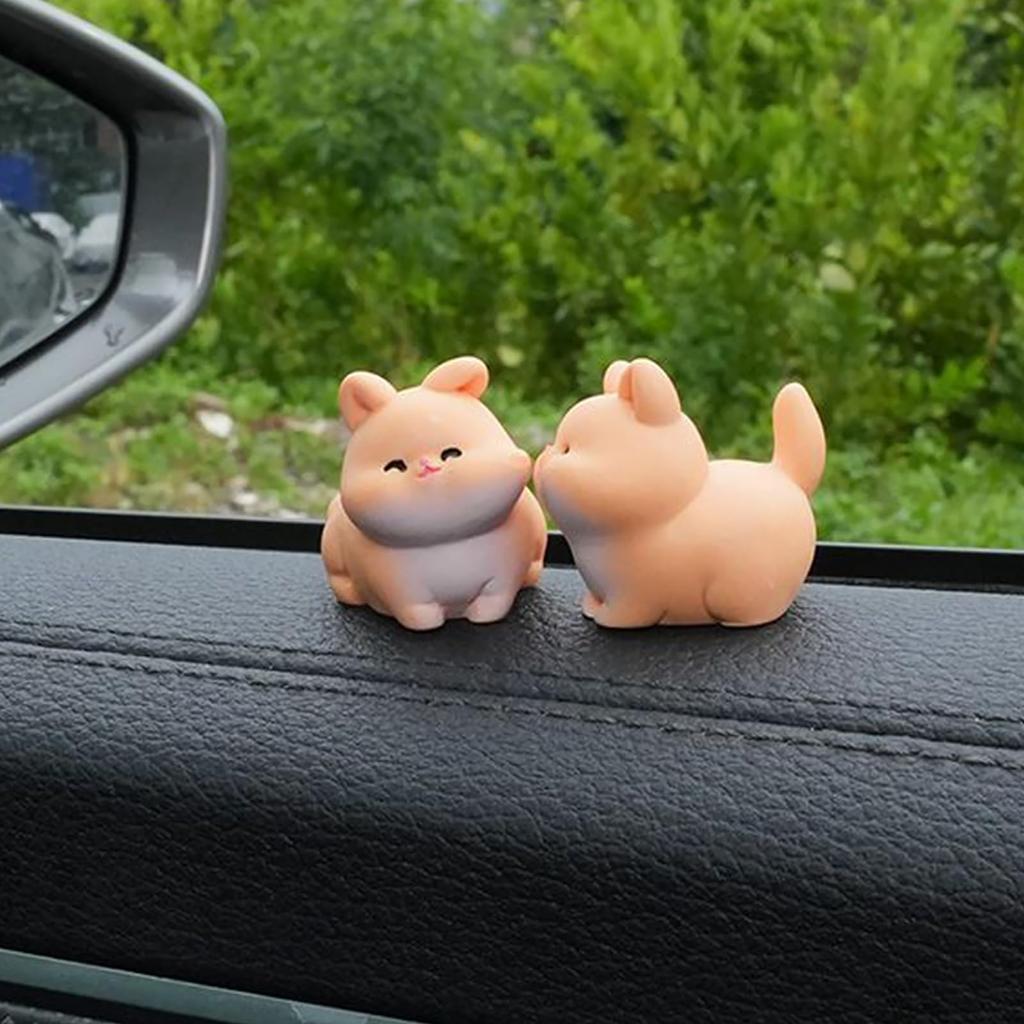 Cute Kiss Face Animal Car Dashboard Decoration, Funny Micro Landscape Car Interior Rear Mirror