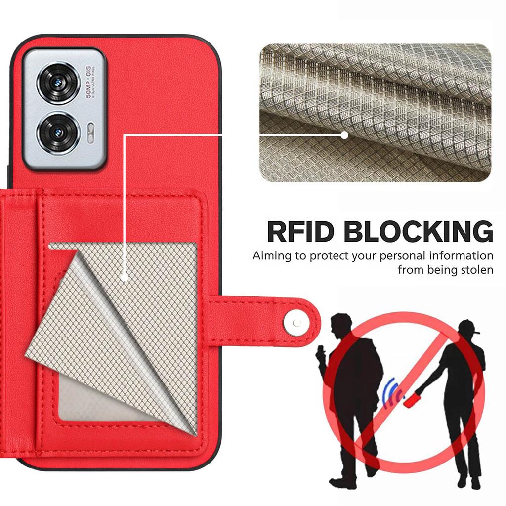 For Motorola Edge 50 Fusion 5G Case RFID Blocking Card Holder Kickstand TPU + PU Leather Phone Back Cover