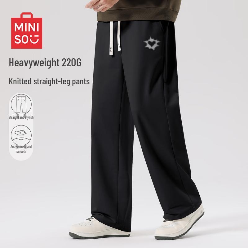 MINISO Men's Retro Casual Straight-Leg Knit Pants