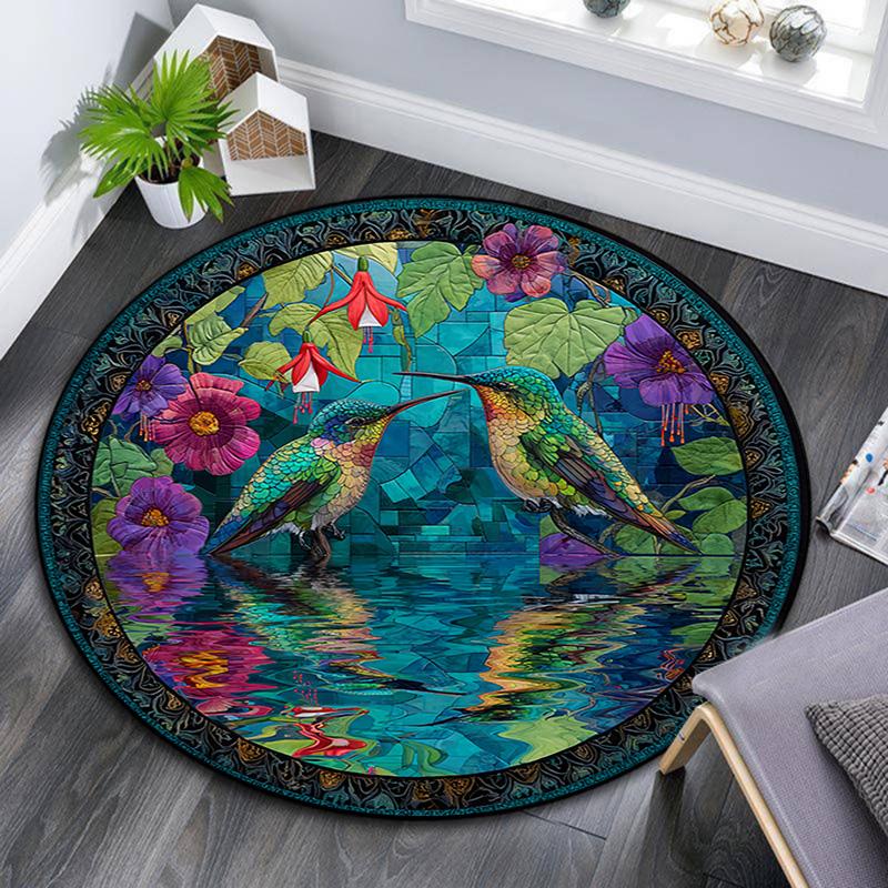 

Hummingbirds Round Area Rug,Carpet Rug for Living Room Bedroom Sofa Playroom Decor,Non-slip Floor Mat 80cmx80cm