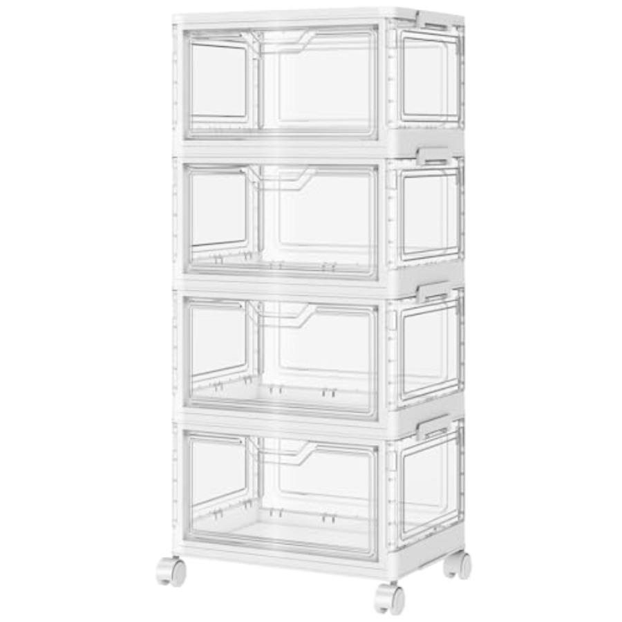 

Portable Clear Storage Bins with Lid and Wheels 24QT Stackable Plastic Bins with Magnetic Doors for Bedroom Living Room Office United States