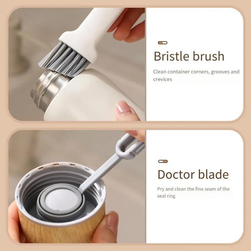 Cup Lid Brush Cup Lid Tool 2-in-1 Cup Lid Gap Brush Slanted Bristles Water Bottle Cover Cleaner Multifunctional for Crevices