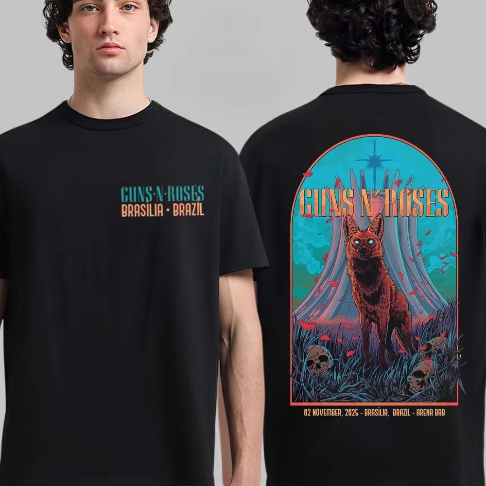 2026 Summer Guns N Roses pure Cotton Band Shirt Unisex Summer Short Sleeve Fashion Brand Tee Luxury Casual Vintage Tshirt